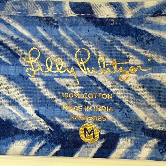 Lilly Pulitzer Nalani Tunic Costa Verde Printed Lapis Blue Blouse Top Size M - Picture 6 of 12